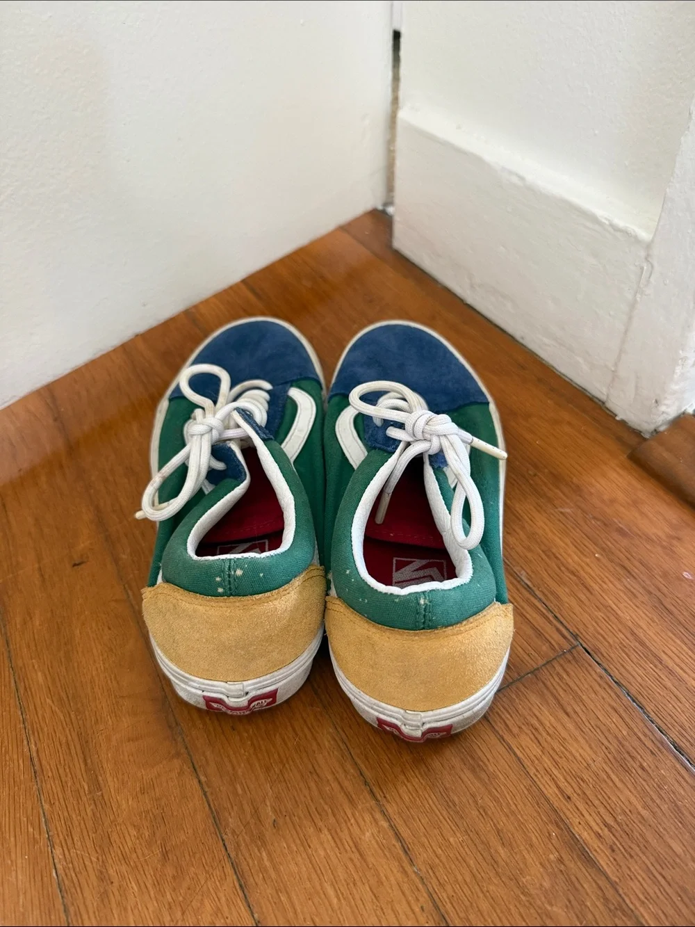 Vintage Low-Top Canvas Vans in Blue/Green/Yellow
